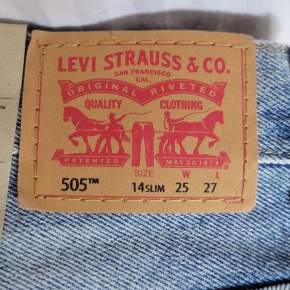 Levis 505 Regular Straight Leg 14 Slim Original Tag Size 25x27 - Picture 3 of 14